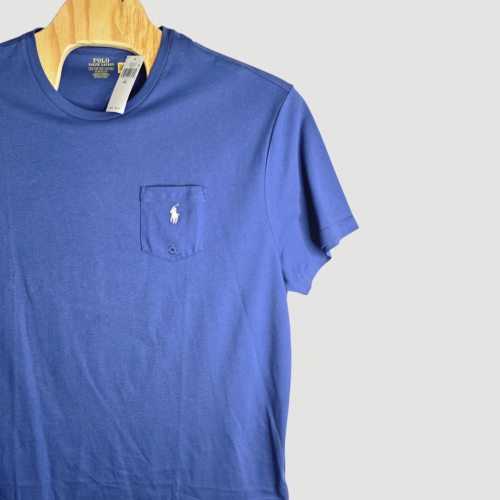 Polo Ralph Lauren Mens XXL Blue Classic‎ Fit Crew Neck Pocket T Shirt NWT